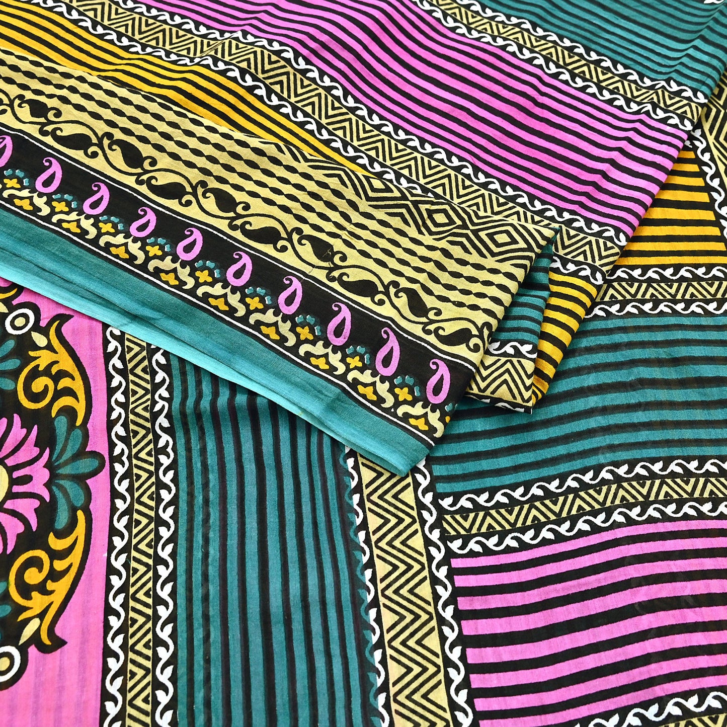 Indian Vintage Multi Saree Printed 100% Pure Cotton Sari Craft Fabric Soft 5Yd Sewing Sarong Wrap Boho Dress Making Quilting Crafting