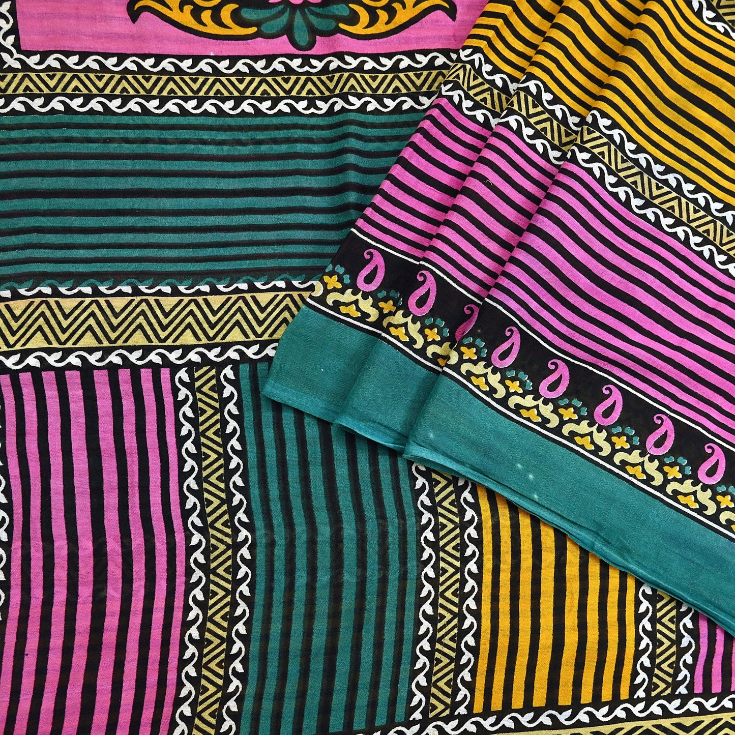 Indian Vintage Multi Saree Printed 100% Pure Cotton Sari Craft Fabric Soft 5Yd Sewing Sarong Wrap Boho Dress Making Quilting Crafting