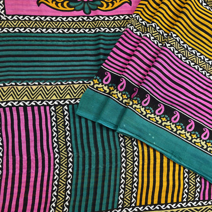 Indian Vintage Multi Saree Printed 100% Pure Cotton Sari Craft Fabric Soft 5Yd Sewing Sarong Wrap Boho Dress Making Quilting Crafting