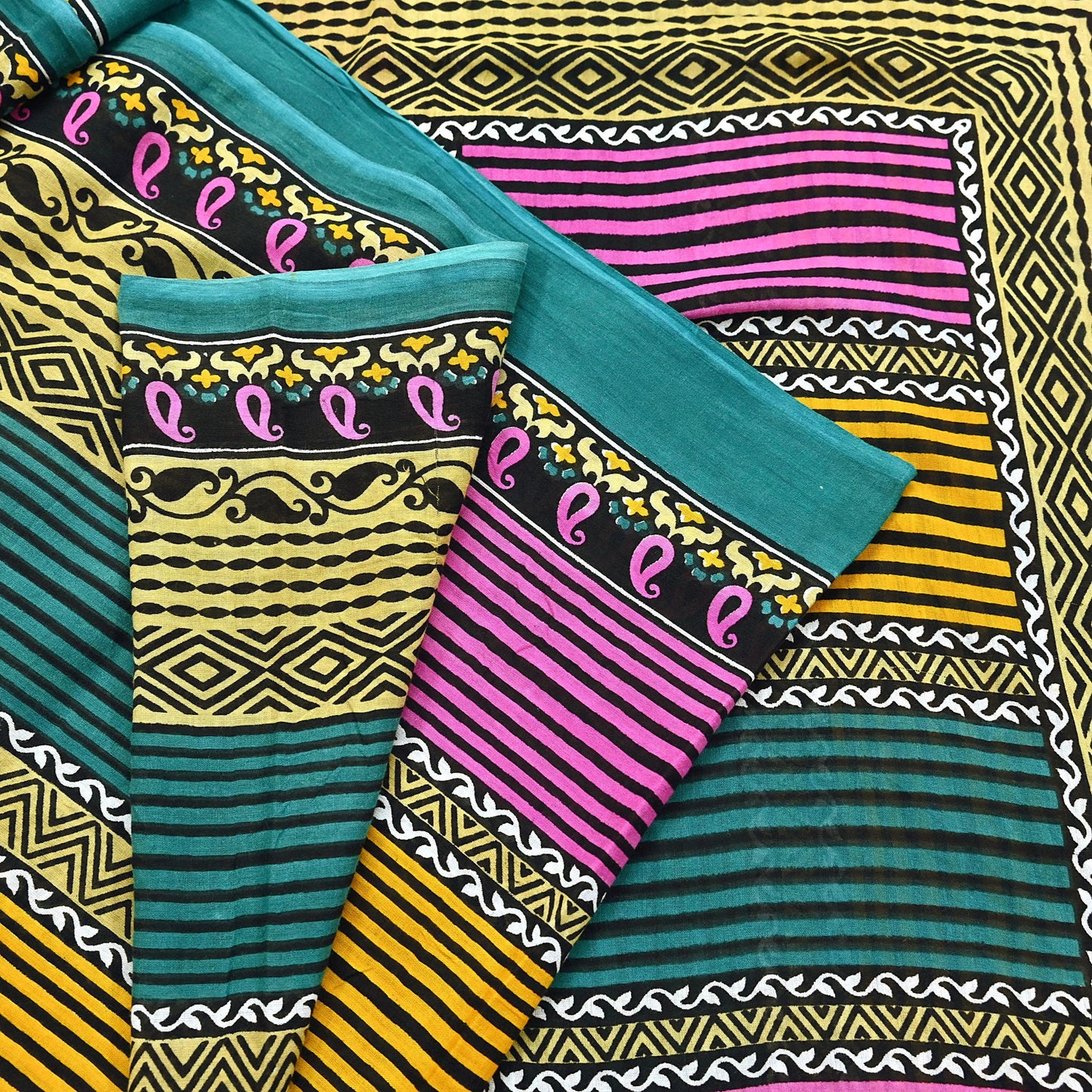 Indian Vintage Multi Saree Printed 100% Pure Cotton Sari Craft Fabric Soft 5Yd Sewing Sarong Wrap Boho Dress Making Quilting Crafting