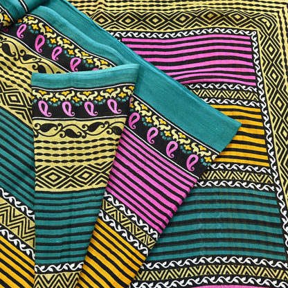 Indian Vintage Multi Saree Printed 100% Pure Cotton Sari Craft Fabric Soft 5Yd Sewing Sarong Wrap Boho Dress Making Quilting Crafting