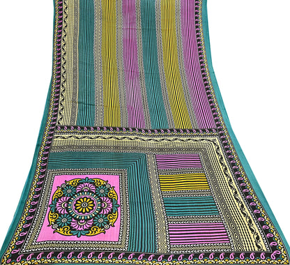 Indian Vintage Multi Saree Printed 100% Pure Cotton Sari Craft Fabric Soft 5Yd Sewing Sarong Wrap Boho Dress Making Quilting Crafting