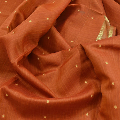 Indian Vintage Sari Orange 100% Pure Silk Hand Woven Sarees Craft Fabric 5Yd Ethnic Sewing Dress making Crafting Quilting Upcycle