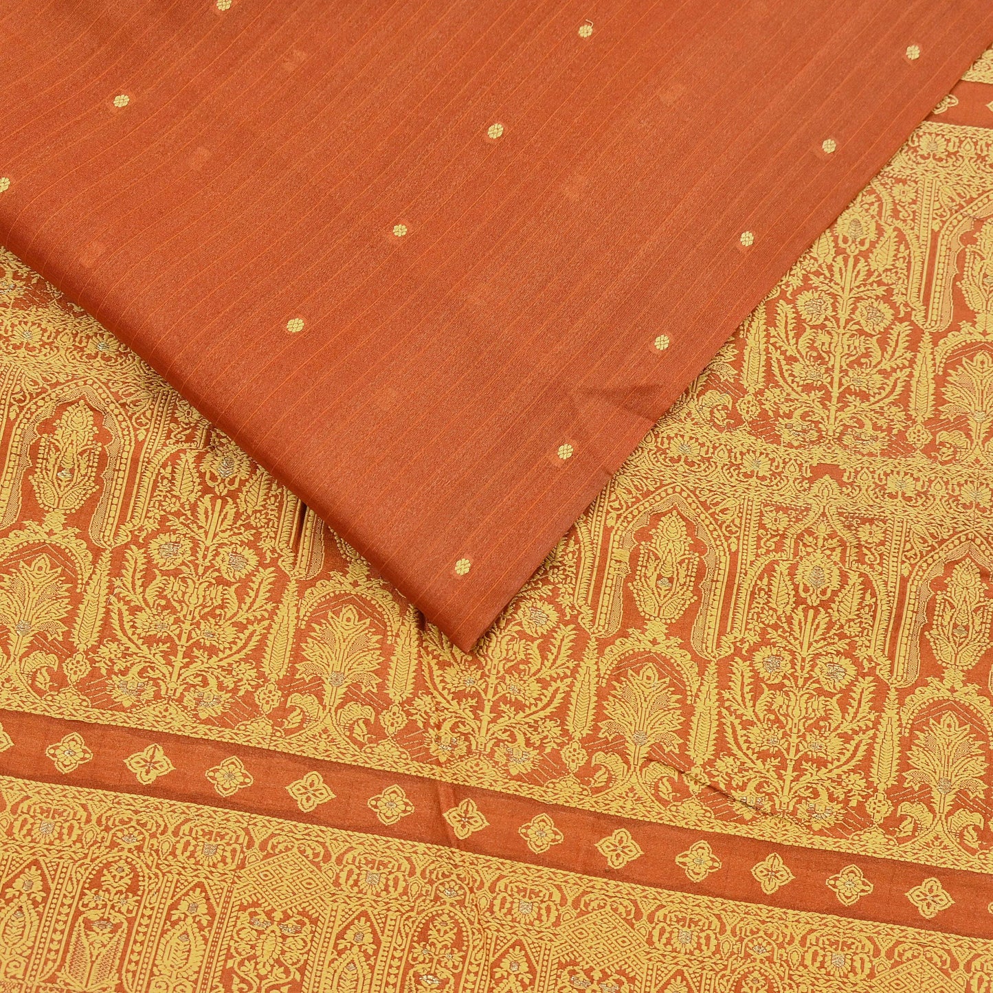 Indian Vintage Sari Orange 100% Pure Silk Hand Woven Sarees Craft Fabric 5Yd Ethnic Sewing Dress making Crafting Quilting Upcycle