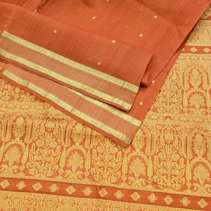 Indian Vintage Sari Orange 100% Pure Silk Hand Woven Sarees Craft Fabric 5Yd Ethnic Sewing Dress making Crafting Quilting Upcycle