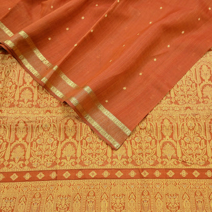 Indian Vintage Sari Orange 100% Pure Silk Hand Woven Sarees Craft Fabric 5Yd Ethnic Sewing Dress making Crafting Quilting Upcycle