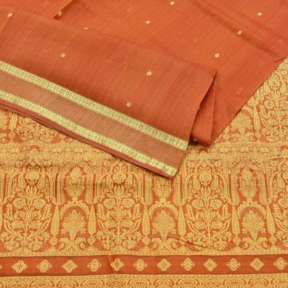 Indian Vintage Sari Orange 100% Pure Silk Hand Woven Sarees Craft Fabric 5Yd Ethnic Sewing Dress making Crafting Quilting Upcycle
