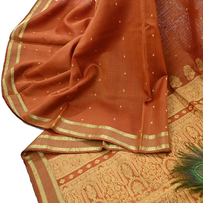 Indian Vintage Sari Orange 100% Pure Silk Hand Woven Sarees Craft Fabric 5Yd Ethnic Sewing Dress making Crafting Quilting Upcycle