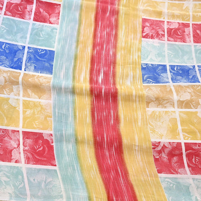 Indian Vintage Sari Multi Pure Crepe Silk Printed Saree 5yard Sewing Geometric Craft Fabric Wrap Dress Making Crafting Quilting