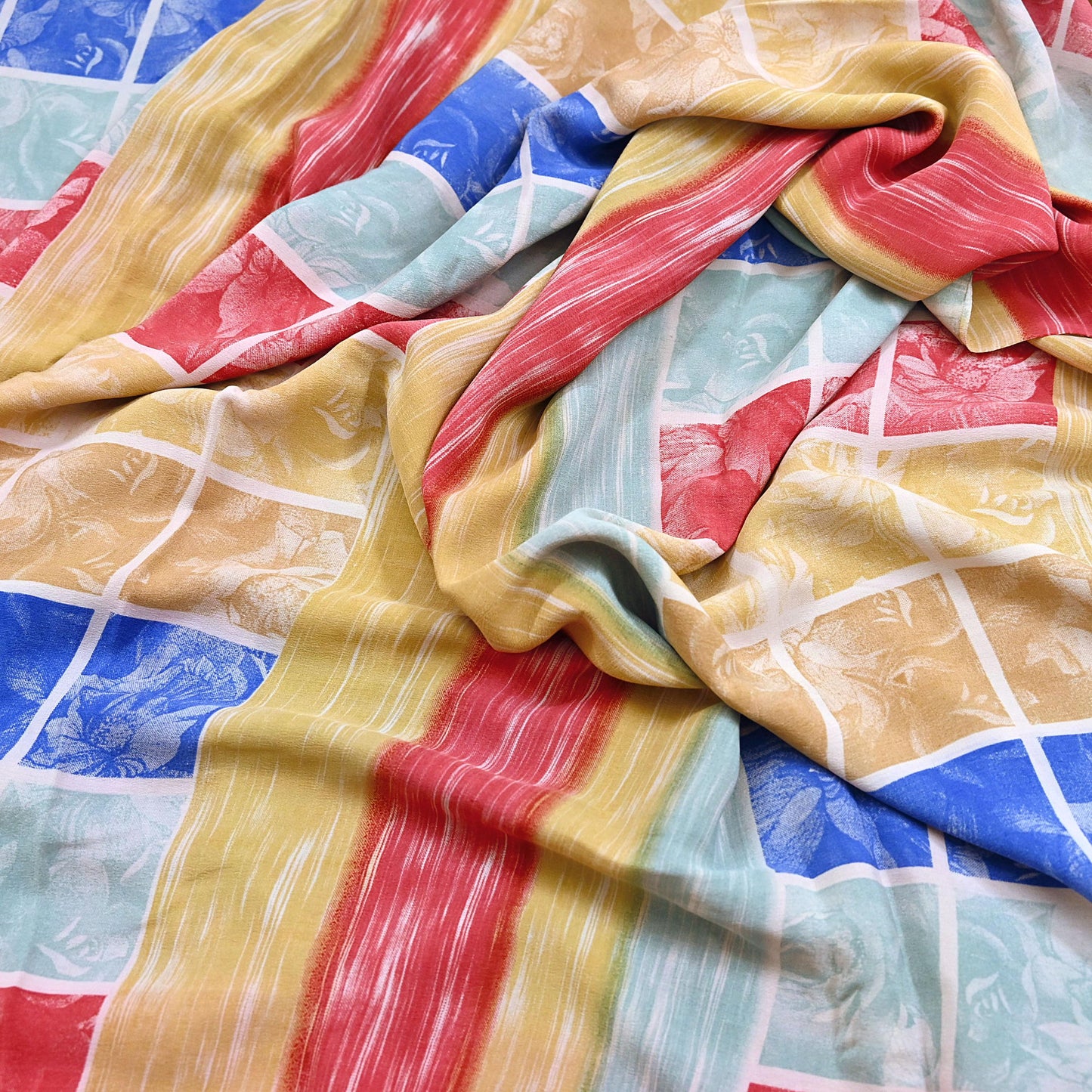 Indian Vintage Sari Multi Pure Crepe Silk Printed Saree 5yard Sewing Geometric Craft Fabric Wrap Dress Making Crafting Quilting