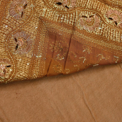 Indian Vintage Heavy Sarees Mustard Pure Georgette Silk Hand Embroidered Sari Fabric 6Yd Sewing Ethnic zari with blouse fabric