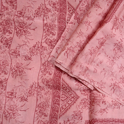 Indian Vintage Sari Peach Printed 100% Pure Satin Silk Sarees 5yd Sewing Craft Fabric Dress Making Wrap Upcycle Quilting Crafting