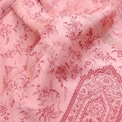 Indian Vintage Sari Peach Printed 100% Pure Satin Silk Sarees 5yd Sewing Craft Fabric Dress Making Wrap Upcycle Quilting Crafting