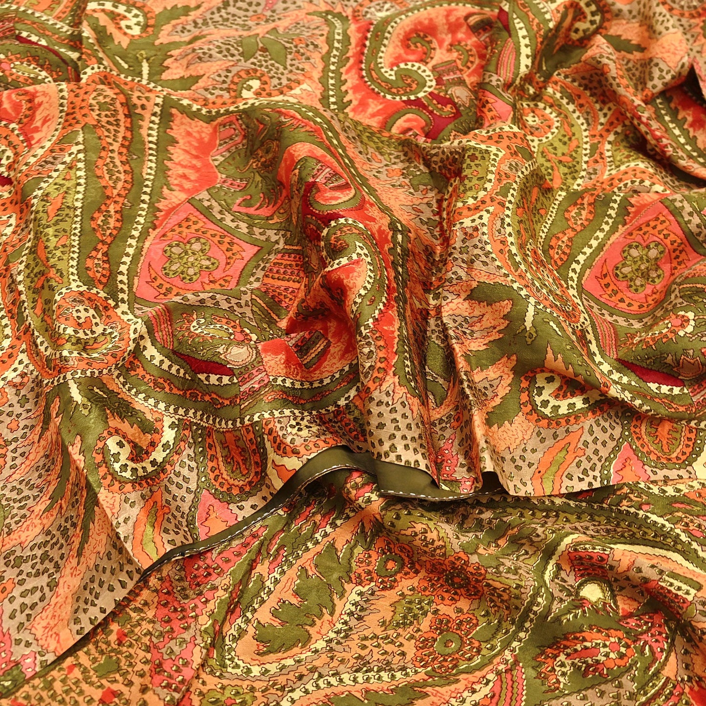 Indian Vintage Multi Pure Silk Printed Saree 6Yards Soft Abstract Fabric for Dressmaking, Quilting, Crafting, Sewing, Dress Making