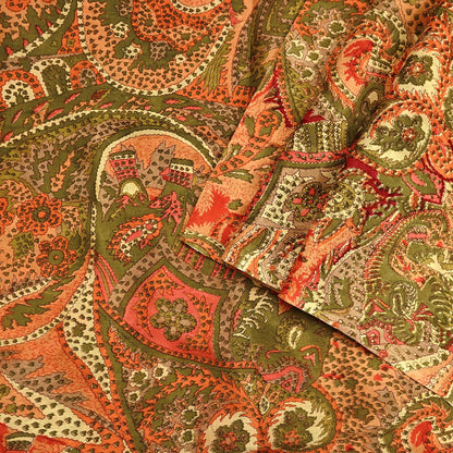 Indian Vintage Multi Pure Silk Printed Saree 6Yards Soft Abstract Fabric for Dressmaking, Quilting, Crafting, Sewing, Dress Making