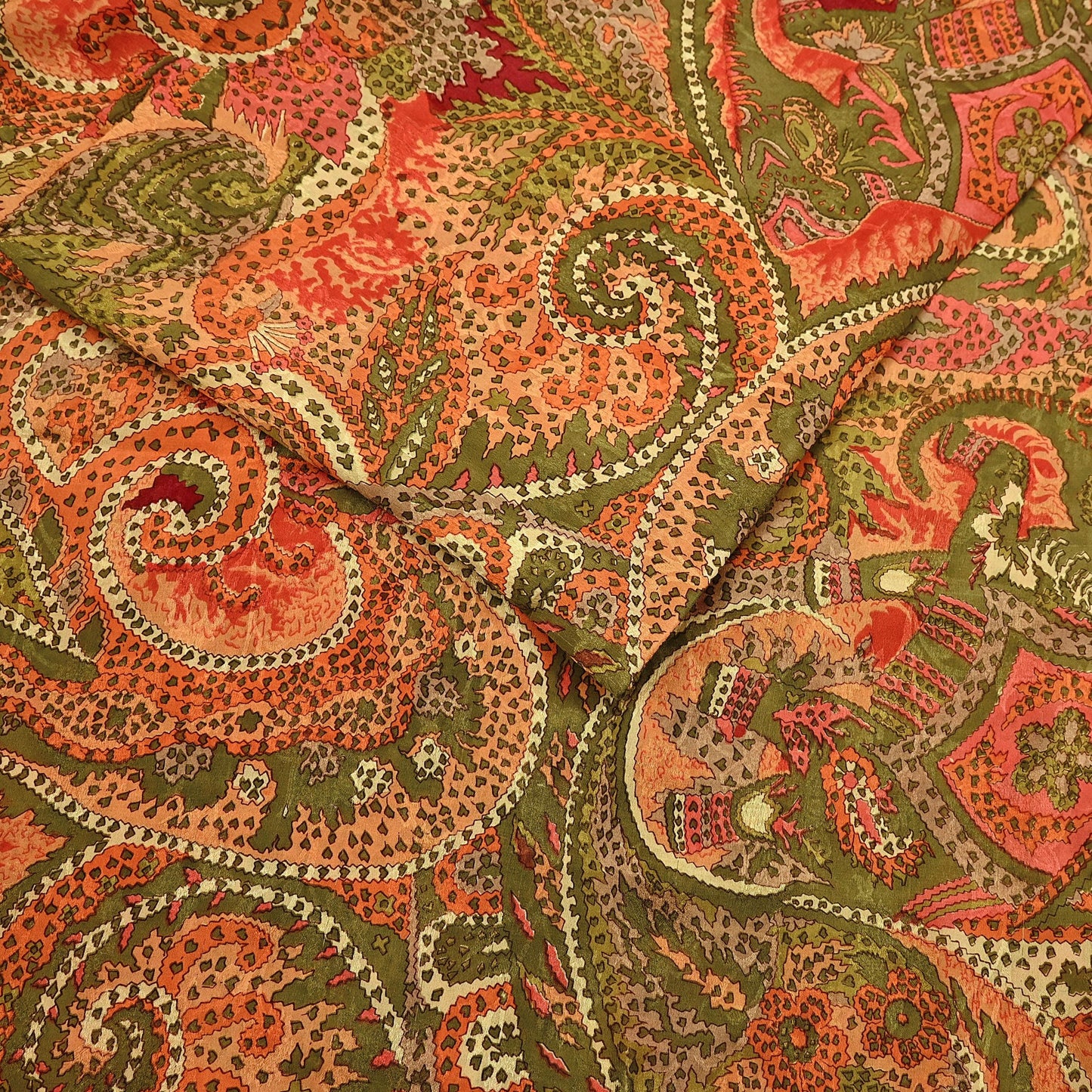 Indian Vintage Multi Pure Silk Printed Saree 6Yards Soft Abstract Fabric for Dressmaking, Quilting, Crafting, Sewing, Dress Making