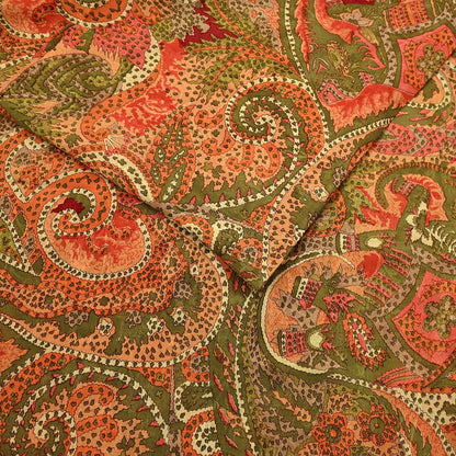 Indian Vintage Multi Pure Silk Printed Saree 6Yards Soft Abstract Fabric for Dressmaking, Quilting, Crafting, Sewing, Dress Making