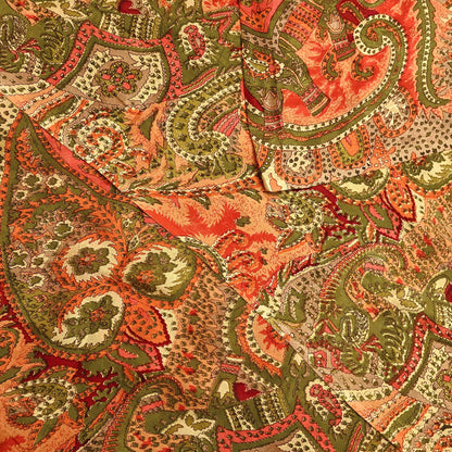 Indian Vintage Multi Pure Silk Printed Saree 6Yards Soft Abstract Fabric for Dressmaking, Quilting, Crafting, Sewing, Dress Making