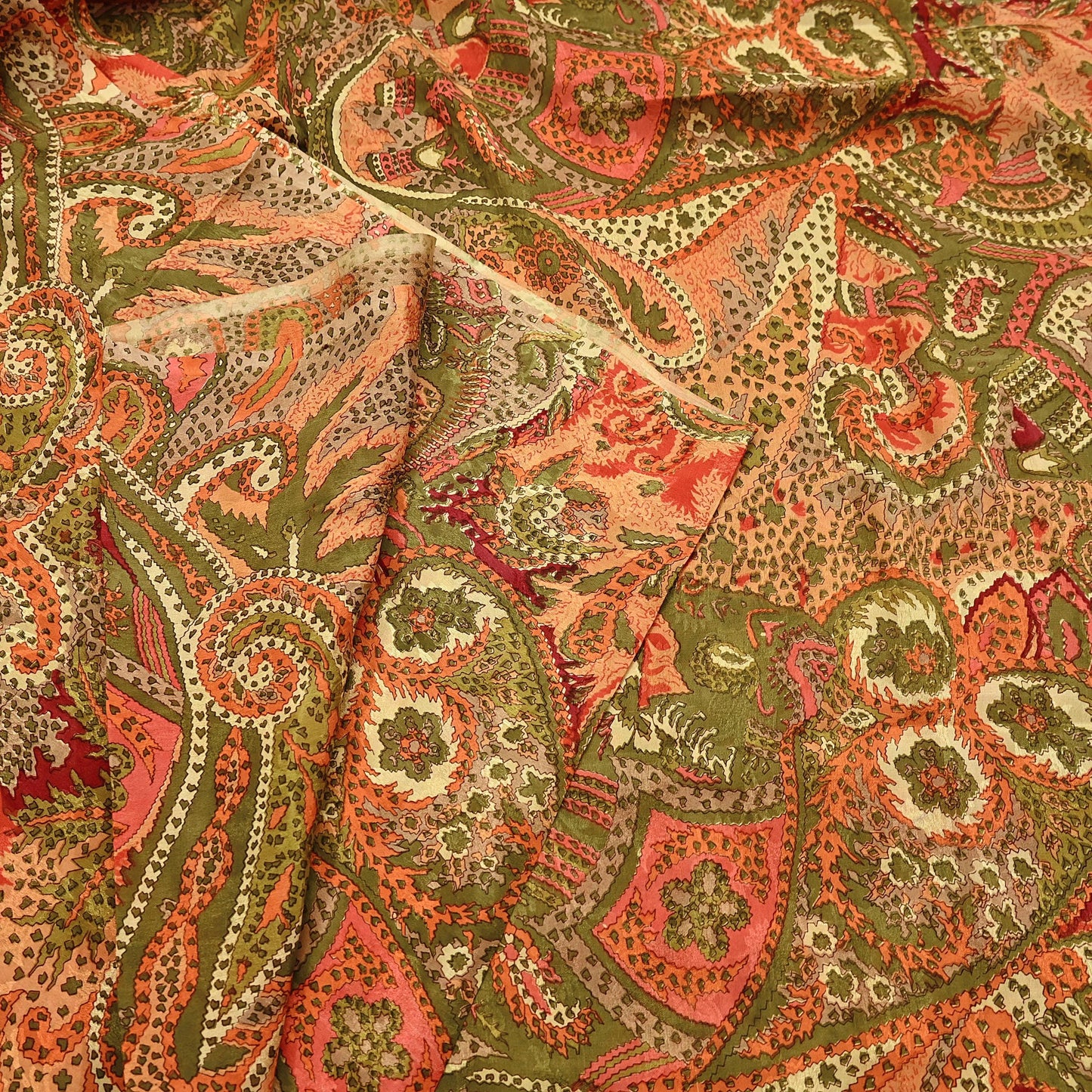 Indian Vintage Multi Pure Silk Printed Saree 6Yards Soft Abstract Fabric for Dressmaking, Quilting, Crafting, Sewing, Dress Making