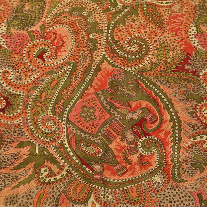 Indian Vintage Multi Pure Silk Printed Saree 6Yards Soft Abstract Fabric for Dressmaking, Quilting, Crafting, Sewing, Dress Making