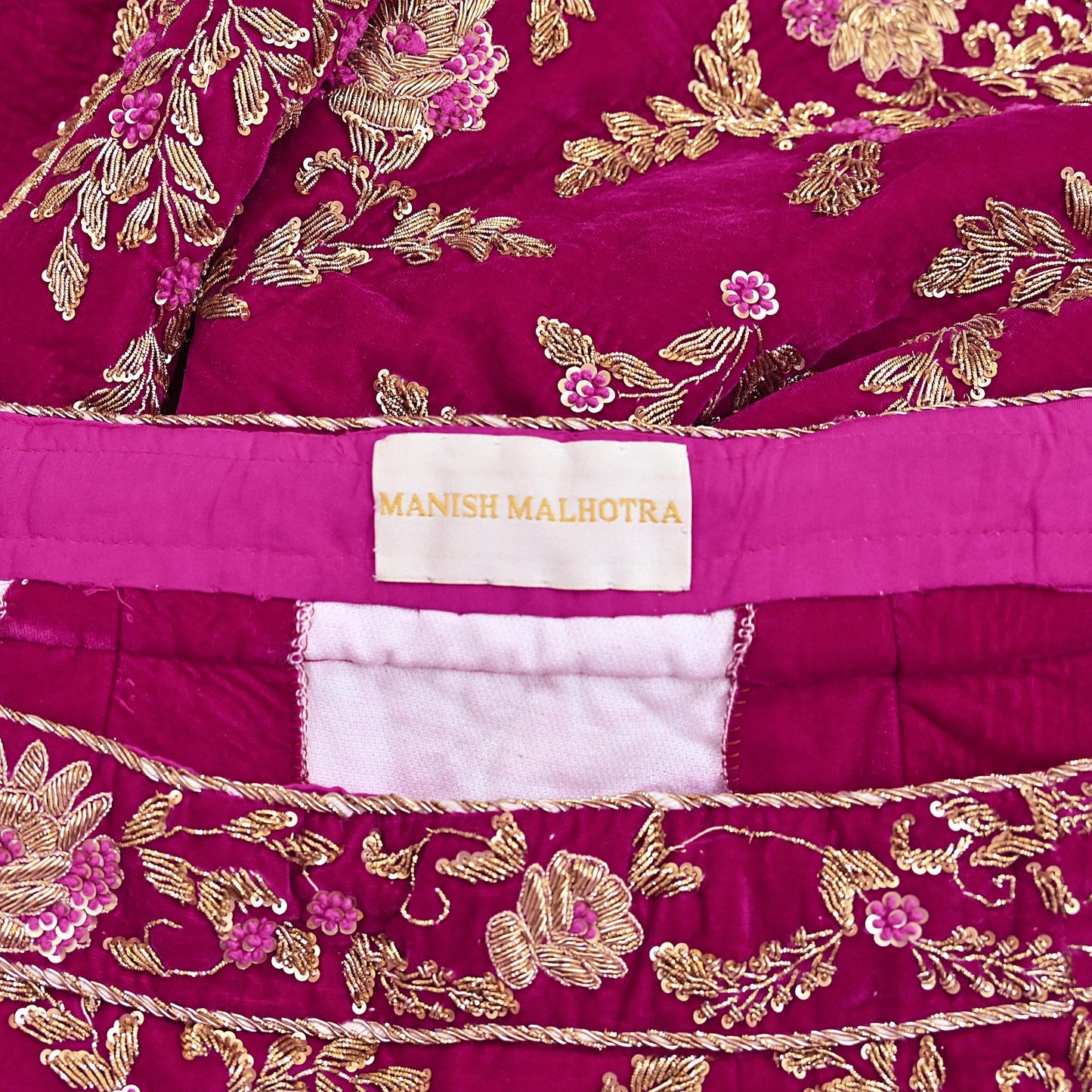 Manish Malhotra rani pink Velvet Lehenga Skirt Heavy Zardozi Dabka Embroidery Indian Bridal Wear, Designer Couture Wedding Outfit