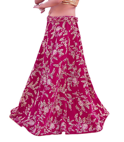 Manish Malhotra rani pink Velvet Lehenga Skirt Heavy Zardozi Dabka Embroidery Indian Bridal Wear, Designer Couture Wedding Outfit