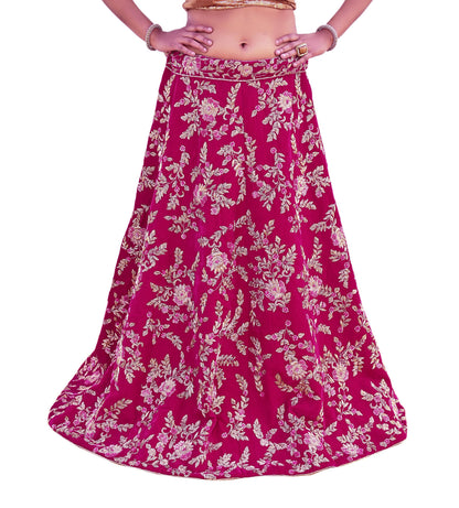 Manish Malhotra rani pink Velvet Lehenga Skirt Heavy Zardozi Dabka Embroidery Indian Bridal Wear, Designer Couture Wedding Outfit