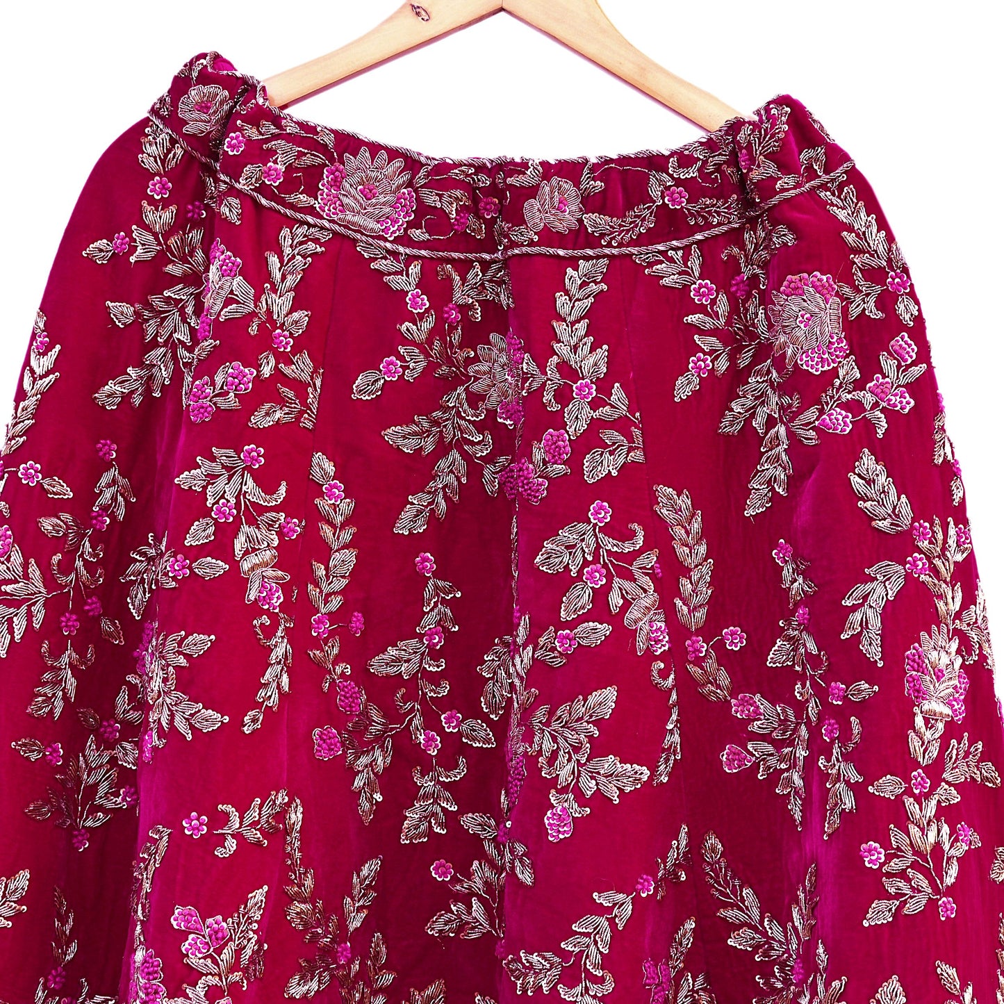 Manish Malhotra rani pink Velvet Lehenga Skirt Heavy Zardozi Dabka Embroidery Indian Bridal Wear, Designer Couture Wedding Outfit