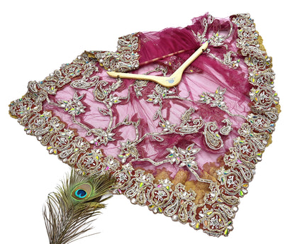 Indian Vintage Heavy Wedding pink Net/Mesh Hand Embroidered Dupatta Designer By Manish Malhotra Bridal Wear Zardozi Veil Hijab