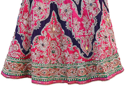 Indian Heavy Wedding purple & Pink Pure Silk Net Hand Embroidered Lehenga/Skirt Designer By Manish Malhotra Bridal Wear Zardozi/ Dabka