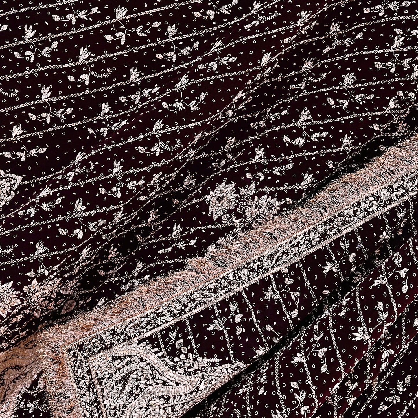 Indian Heavy Wedding Maroon Velvet/Net Hand Embroidered Lehenga Set of 3pcs Bollywood style wedding wear