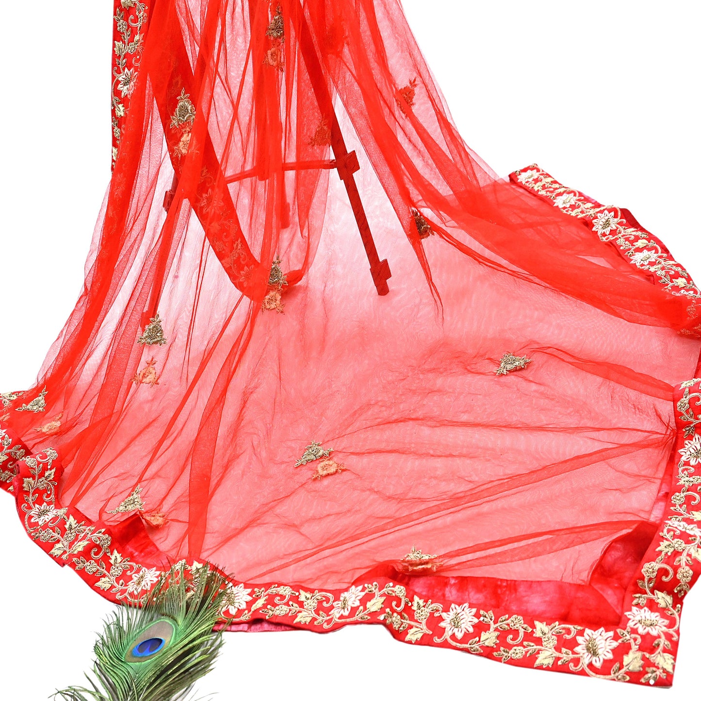 Indian Heavy Ivory Red Raw Silk & Net Hand Embroidered Lehenga 3pcs Set Designer By Manish Malhotra Party Wear