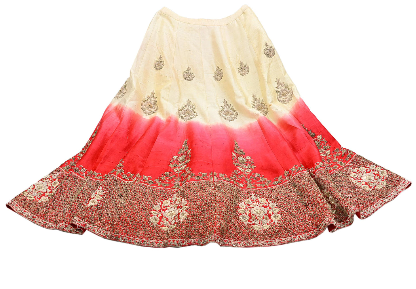 Indian Heavy Ivory Red Raw Silk & Net Hand Embroidered Lehenga 3pcs Set Designer By Manish Malhotra Party Wear