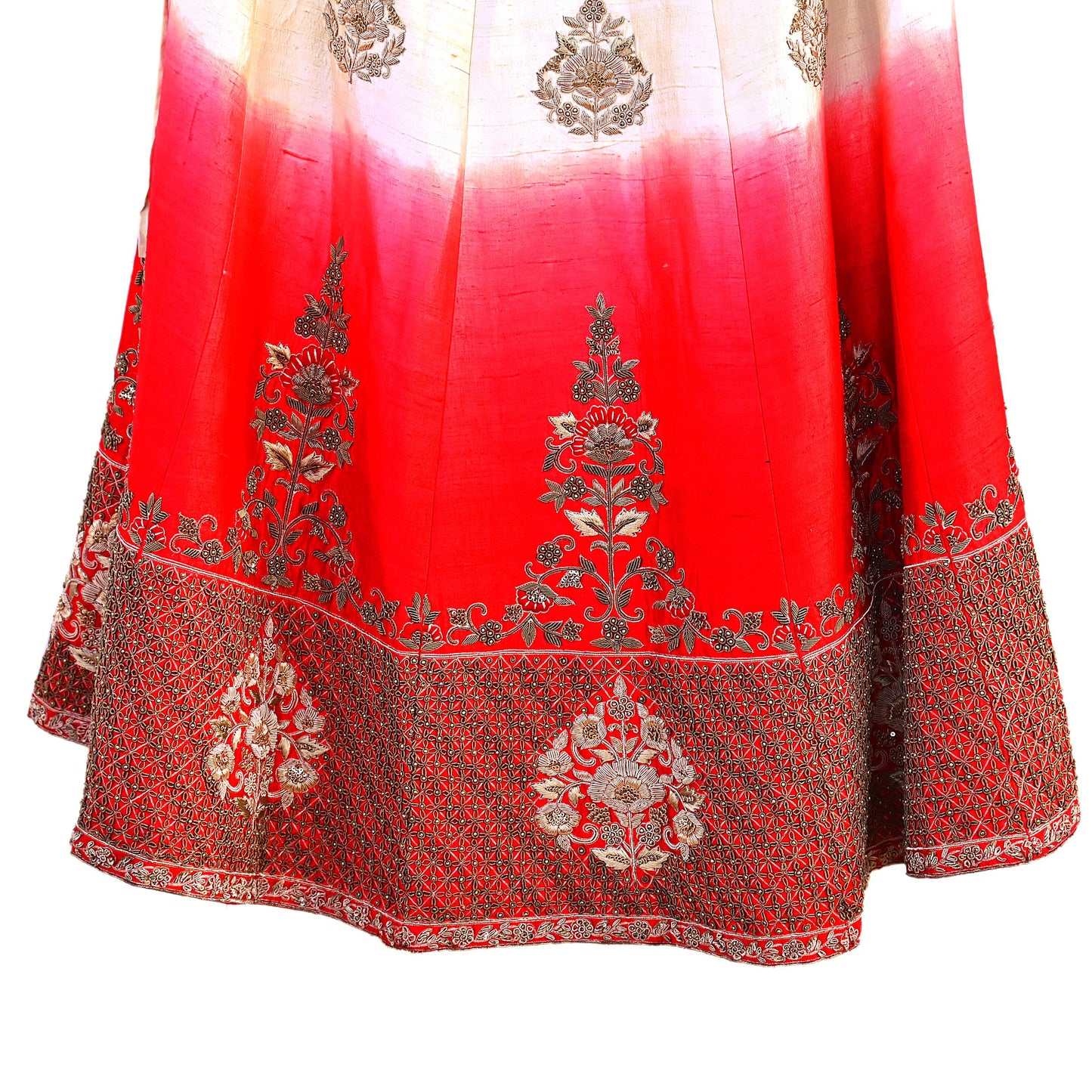 Indian Heavy Ivory Red Raw Silk & Net Hand Embroidered Lehenga 3pcs Set Designer By Manish Malhotra Party Wear