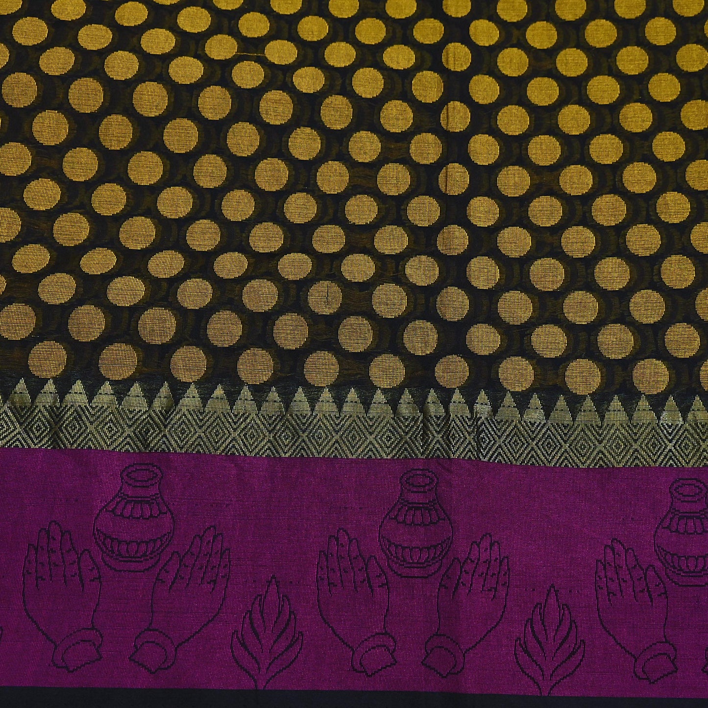 Indian Vintage Black Saree Artificial Silk Hand woven Sari Craft Fabric 5Yd Sewing Stripes Dress making Crafting Quilting Fringes
