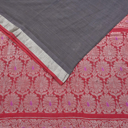 Indian Vintage Sari Red & Brown Pure Cotton Hand Woven Sarees Craft Fabric 5yd Ethnic Crafting Upcycle Quilting Dress Making Quilting Zari