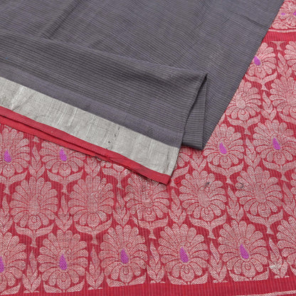 Indian Vintage Sari Red & Brown Pure Cotton Hand Woven Sarees Craft Fabric 5yd Ethnic Crafting Upcycle Quilting Dress Making Quilting Zari