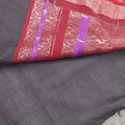 Indian Vintage Sari Red & Brown Pure Cotton Hand Woven Sarees Craft Fabric 5yd Ethnic Crafting Upcycle Quilting Dress Making Quilting Zari