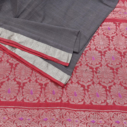 Indian Vintage Sari Red & Brown Pure Cotton Hand Woven Sarees Craft Fabric 5yd Ethnic Crafting Upcycle Quilting Dress Making Quilting Zari