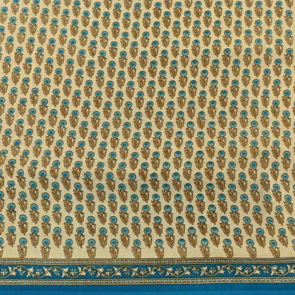 Indian Vintage blue & Beige Pure Crepe Silk Saree Floral Print 5 Yards Soft Sewing Fabric for Dressmaking, Quilting, Crafting Upcycling