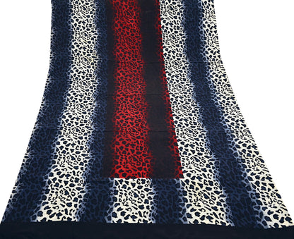 Indian Vintage Sari Multi Pure Crepe Silk leopard Print Saree 5yard Sewing Floral Craft Fabric Wrap Dress Making Crafting Quilting satyapaul