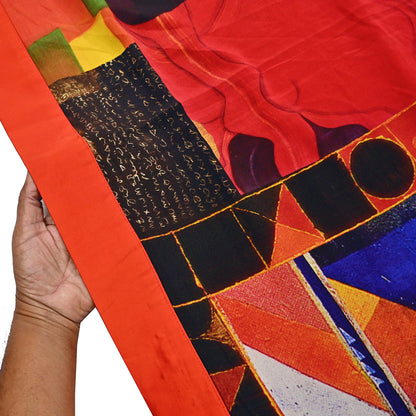 Indian Vintage Saree Multi Pure Silk Digital Printed Sari 6yd Sewing Floral Soft Craft Fabric Dress Making Crafting Quilting