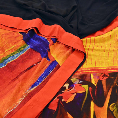 Indian Vintage Saree Multi Pure Silk Digital Printed Sari 6yd Sewing Floral Soft Craft Fabric Dress Making Crafting Quilting