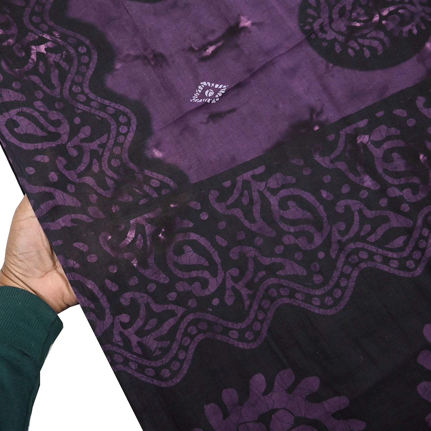 Indian Vintage Sari Purple & Black Batik Printed 100% Pure Cotton Saree Craft Soft Fabric 5Yard Sewing Sarong Wrap Boho