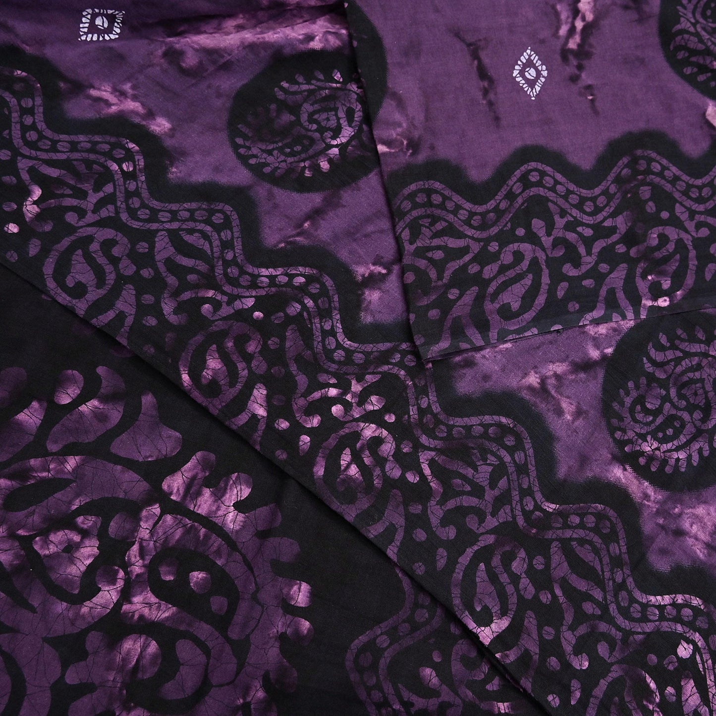 Indian Vintage Sari Purple & Black Batik Printed 100% Pure Cotton Saree Craft Soft Fabric 5Yard Sewing Sarong Wrap Boho
