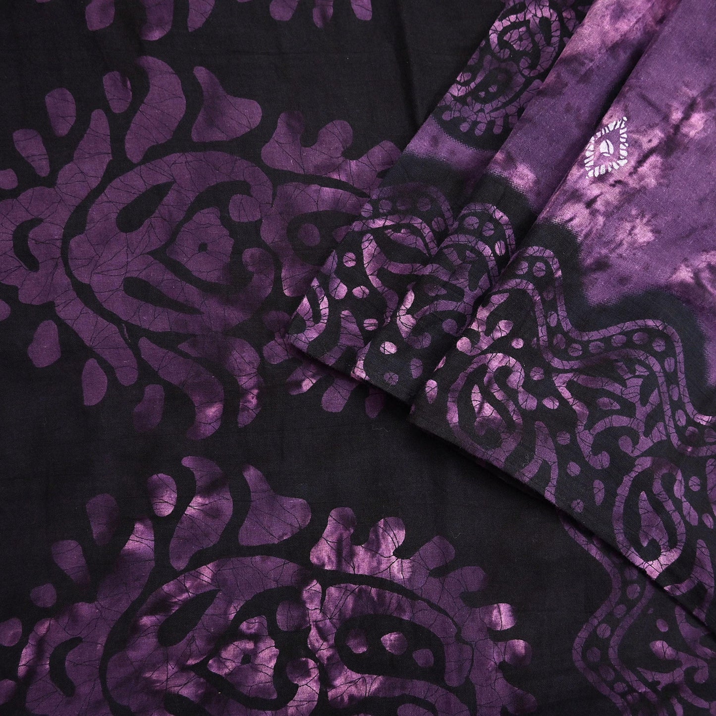 Indian Vintage Sari Purple & Black Batik Printed 100% Pure Cotton Saree Craft Soft Fabric 5Yard Sewing Sarong Wrap Boho