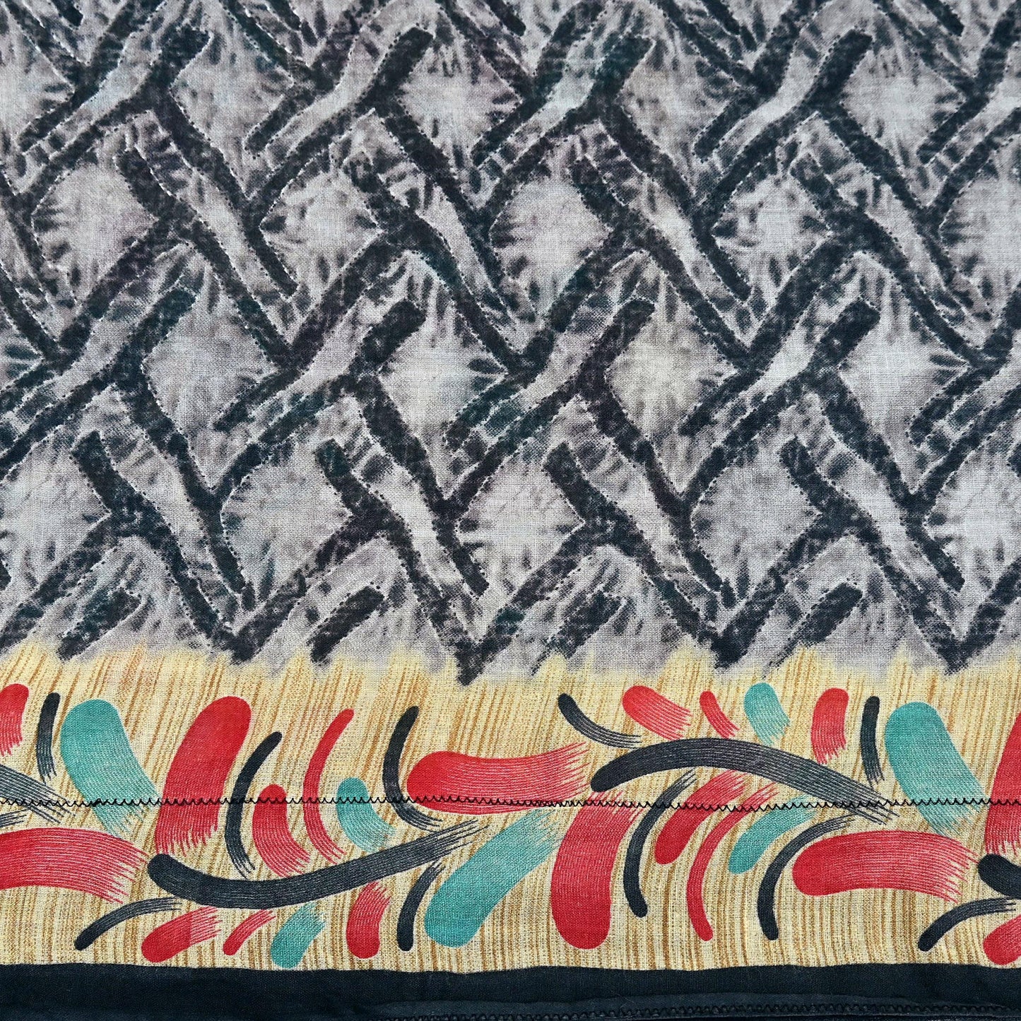 Indian Vintage Sari Gray & Black Printed 100% Pure Cotton Sarees Craft Fabric 5Yd Sewing Sarong Wrap Boho Floral Dress Making Crafting Soft