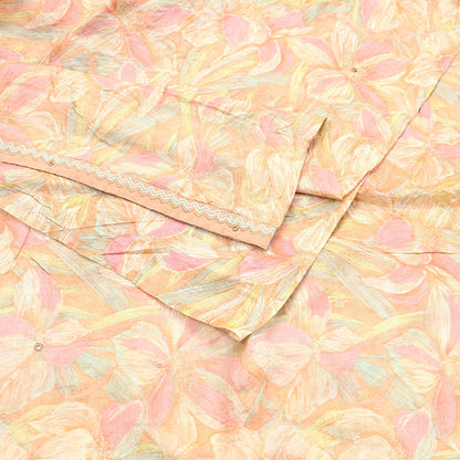 Indian Vintage Sari Peach & beige Pure Silk Hand Embroidered Sarees 5Yd Craft Fabric Sewing soft Quilting Crafting Ethnic Bollywood sarees