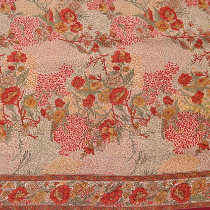 Indian Vintage Sari peach Pure Crepe Silk Printed Saree 5yard Sewing Quilting Floral Soft Craft Fabric Wrap