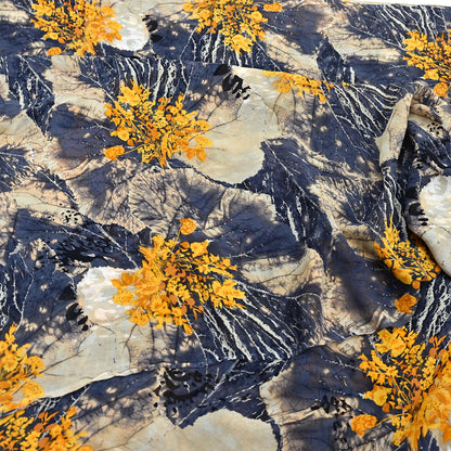 Women Vintage Sari Gray & Beige Pure Georgette Silk Printed Saree Craft Fabric Sewing 5Yard Soft Light Dress Making  Dress making Crafting